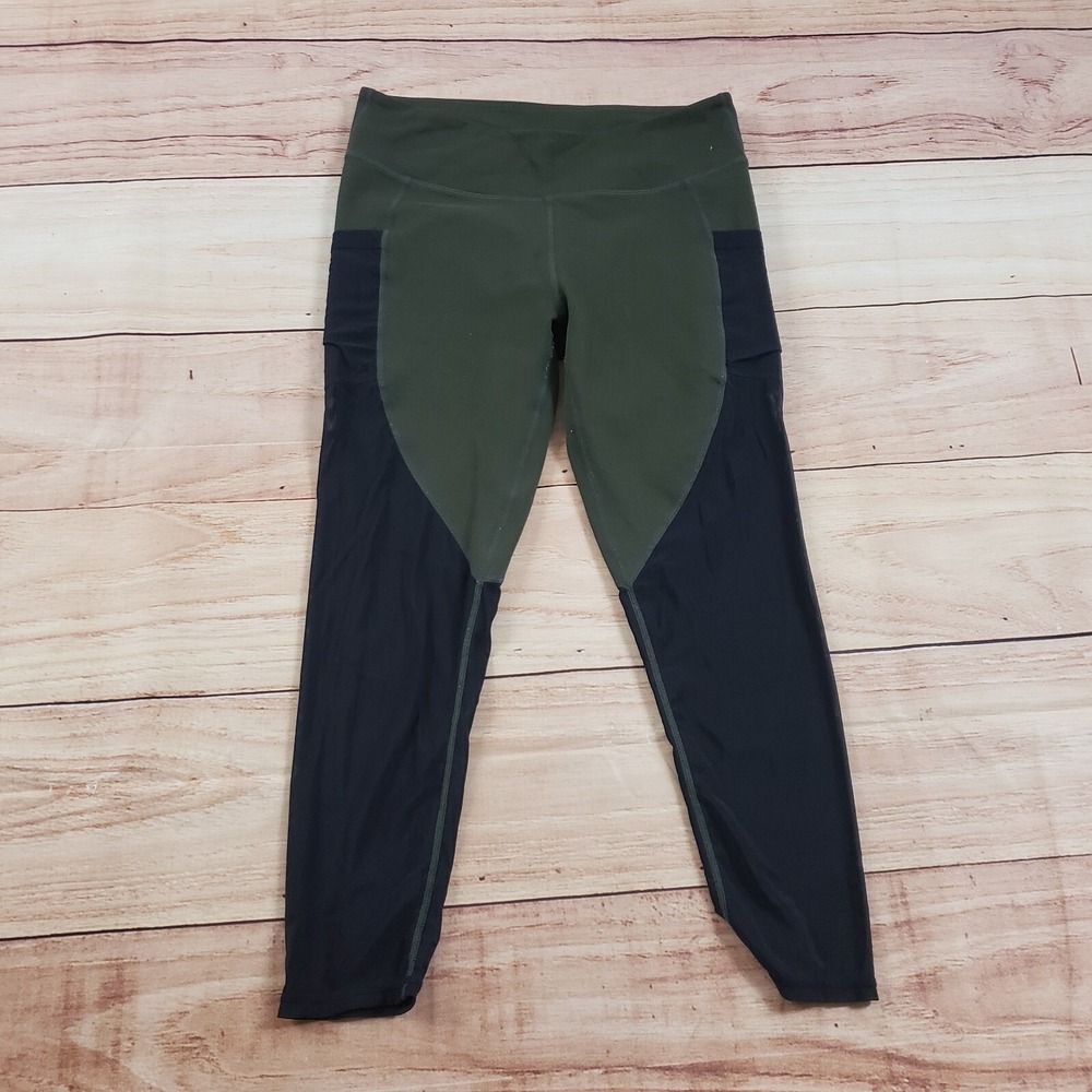 Fabletics Pants Womens‎ Medium Black Green Leggings Outdoors Sheer Yoga Ladies